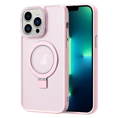 For iPhone 13 Pro Max Skin Feel MagSafe Magnetic Holder Phone Case(Pink) - iPhone 13 Pro Max Cases by buy2fix | Online Shopping UK | buy2fix