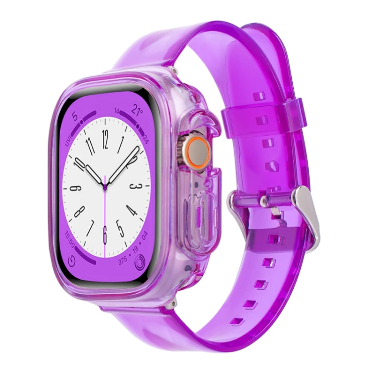 For Apple Watch Ultra 49mm Glacier Jelly Clear TPU Case Watch Band(Purple) - Watch Bands by buy2fix | Online Shopping UK | buy2fix