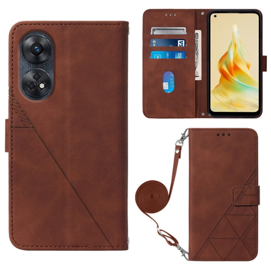 For OPPO  Reno 8T 4G Global Crossbody 3D Embossed Flip Leather Phone Case(Brown) - OPPO Cases by buy2fix | Online Shopping UK | buy2fix