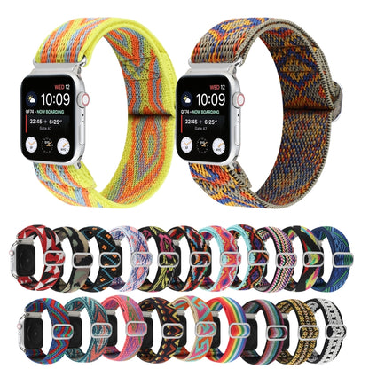 For Apple Watch Ultra 49mm&Watch Ultra 2 49mm / Series 9&8&7 45mm / SE 3&SE 2&6&SE&5&4 44mm / 3&2&1 42mm Buckle Elastic Nylon Watch Band(Colorful Rhombus) - Watch Bands by buy2fix | Online Shopping UK | buy2fix