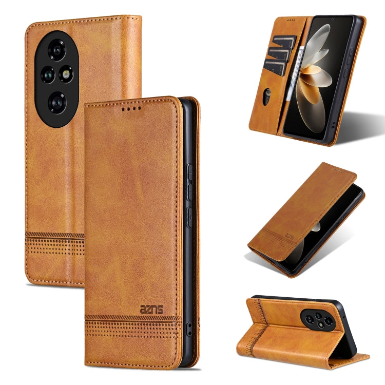 For Honor 200 AZNS Magnetic Calf Texture Flip Leather Phone Case(Light Brown) - Honor Cases by AZNS | Online Shopping UK | buy2fix