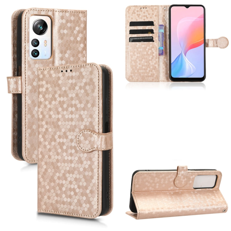 For Blackview A85 Honeycomb Dot Texture Leather Phone Case(Gold) - More Brand by buy2fix | Online Shopping UK | buy2fix