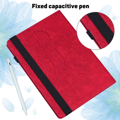 For Samsung Galaxy Tab S9 / S9 FE Peacock Embossed Pattern Leather Tablet Case(Red) - Galaxy Tab S9 Cases by buy2fix | Online Shopping UK | buy2fix