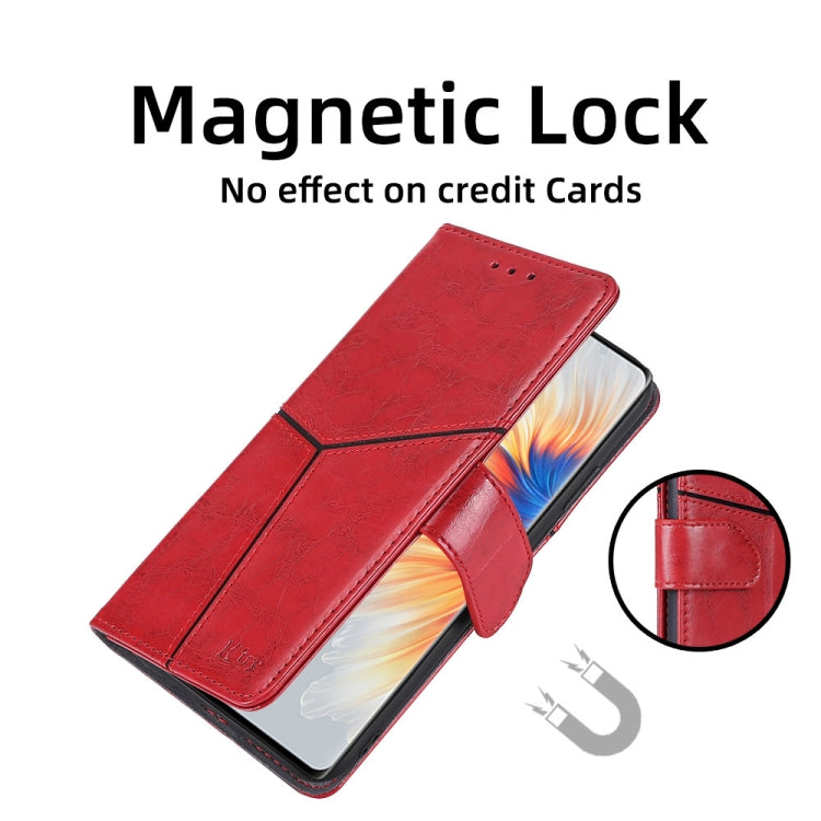 For Blackview A85 Geometric Stitching Flip Leather Phone Case(Red) - More Brand by buy2fix | Online Shopping UK | buy2fix