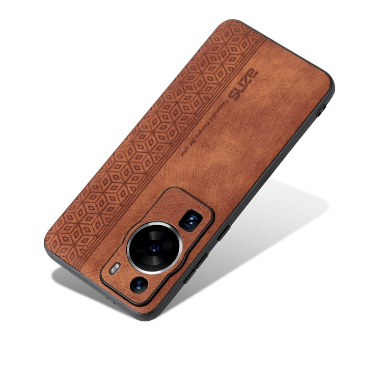 For Huawei P60 / P60 Pro AZNS 3D Embossed Skin Feel Phone Case(Brown) - Huawei Cases by AZNS | Online Shopping UK | buy2fix