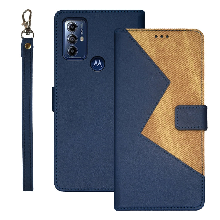 For Motorola Moto G Play 2023 idewei Two-color Splicing Leather Phone Case(Blue) - Motorola Cases by idewei | Online Shopping UK | buy2fix