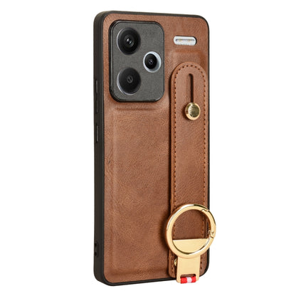 For Xiaomi Redmi Note 13 Pro+ Wristband Leather Back Phone Case(Brown) - Note 13 Pro+ Cases by buy2fix | Online Shopping UK | buy2fix