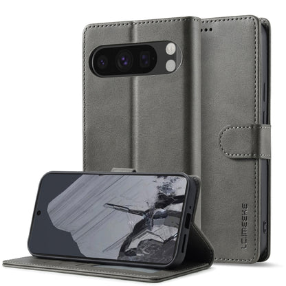 For Google Pixel 9 / 9 Pro LC.IMEEKE Calf Texture Flip Leather Phone Case(Grey) - Google Cases by LC.IMEEKE | Online Shopping UK | buy2fix