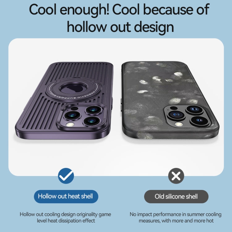 For iPhone 12 Pro Cooling MagSafe Magnetic Ring Holder Phone Case(Purple) - iPhone 12 / 12 Pro Cases by buy2fix | Online Shopping UK | buy2fix