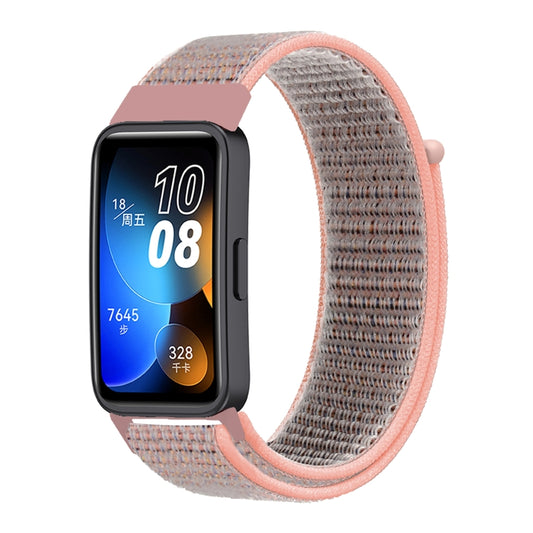 For Huawei Band 8 16mm Woven Nylon Loop Watch Band(Pinkish Color) - Watch Bands by buy2fix | Online Shopping UK | buy2fix