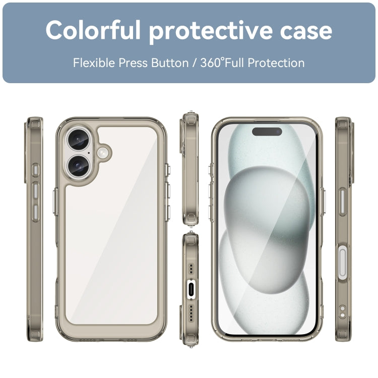 For iPhone 16 Colorful Series Acrylic + TPU Phone Case(Transparent Grey) - iPhone 16 Cases by buy2fix | Online Shopping UK | buy2fix