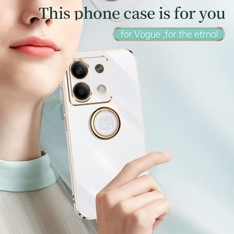 For Xiaomi Redmi Note 13 Pro 4G XINLI Straight Edge 6D Electroplate TPU Phone Case with Ring Holder(White) - Note 13 Pro Cases by XINLI | Online Shopping UK | buy2fix