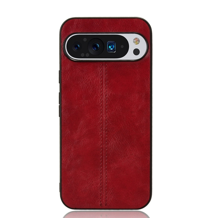 For Google Pixel 9 Pro Sewing Cow Pattern Skin PC + PU + TPU Phone Case(Red) - Google Cases by buy2fix | Online Shopping UK | buy2fix