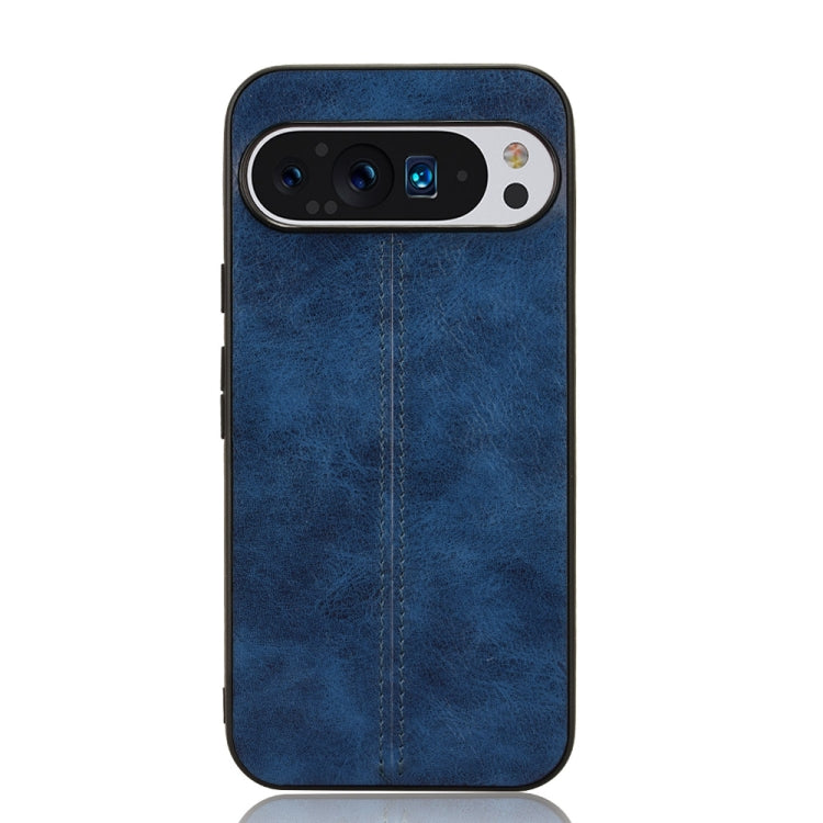 For Google Pixel 9 Pro Sewing Cow Pattern Skin PC + PU + TPU Phone Case(Blue) - Google Cases by buy2fix | Online Shopping UK | buy2fix