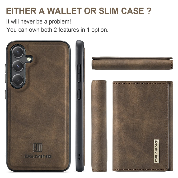 For Samsung Galaxy S24 5G DG.MING M1 Series 3-Fold Multi Card Wallet + Magnetic Phone Case(Coffee) - Galaxy S24 5G Cases by DG.MING | Online Shopping UK | buy2fix