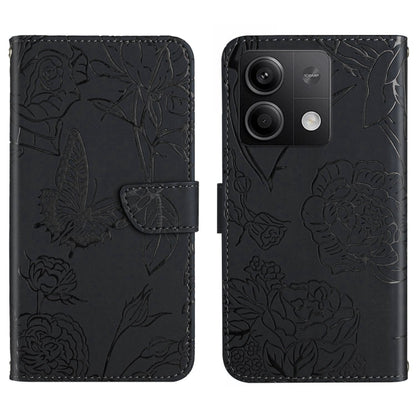 For Xiaomi Redmi Note 13 Pro 4G Global Skin Feel Butterfly Embossed Flip Leather Phone Case(Black) - Note 13 Pro Cases by buy2fix | Online Shopping UK | buy2fix