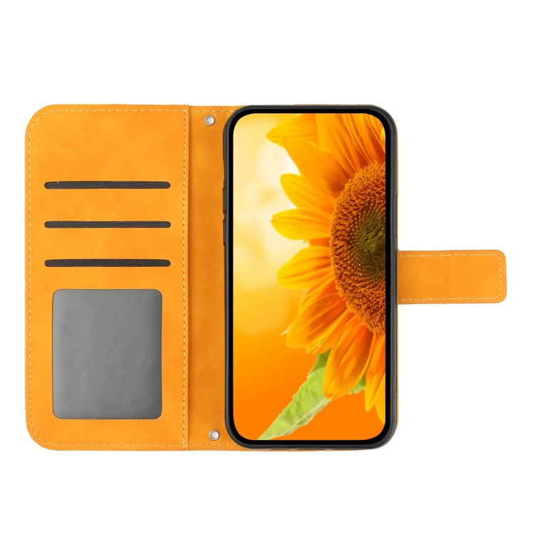 For Xiaomi 13T / 13T Pro Skin Feel Sun Flower Embossed Flip Leather Phone Case with Lanyard(Yellow) - Xiaomi Cases by buy2fix | Online Shopping UK | buy2fix