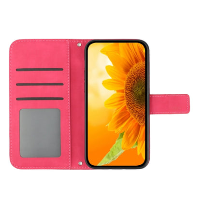 For Xiaomi 14 Skin Feel Sun Flower Embossed Flip Leather Phone Case with Lanyard(Rose Red) - 14 Cases by buy2fix | Online Shopping UK | buy2fix