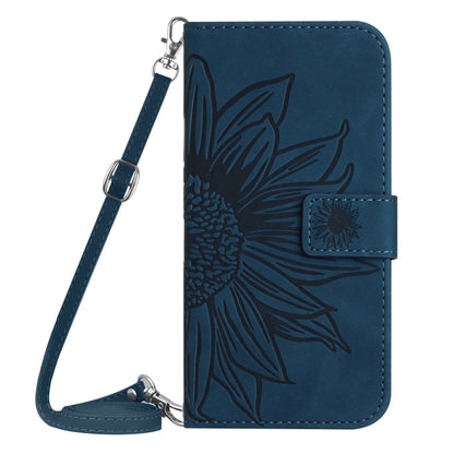 For Xiaomi Redmi 13C 5G Skin Feel Sun Flower Embossed Flip Leather Phone Case with Lanyard(Inky Blue) - 13C Cases by buy2fix | Online Shopping UK | buy2fix