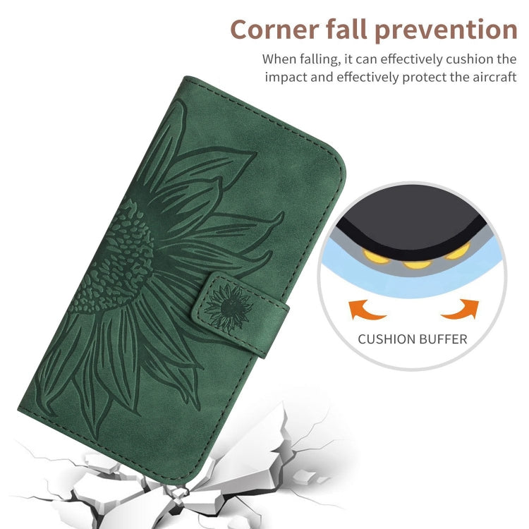 For Xiaomi Redmi Note 13 Pro 4G Global Skin Feel Sun Flower Embossed Flip Leather Phone Case with Lanyard(Green) - Note 13 Pro Cases by buy2fix | Online Shopping UK | buy2fix