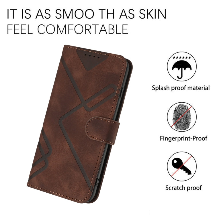 For Google Pixel 9 Line Pattern Skin Feel Leather Phone Case(Coffee) - Google Cases by buy2fix | Online Shopping UK | buy2fix