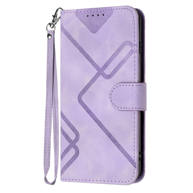 For Motorola Edge 5G 2024 Line Pattern Skin Feel Leather Phone Case(Light Purple) - Motorola Cases by buy2fix | Online Shopping UK | buy2fix