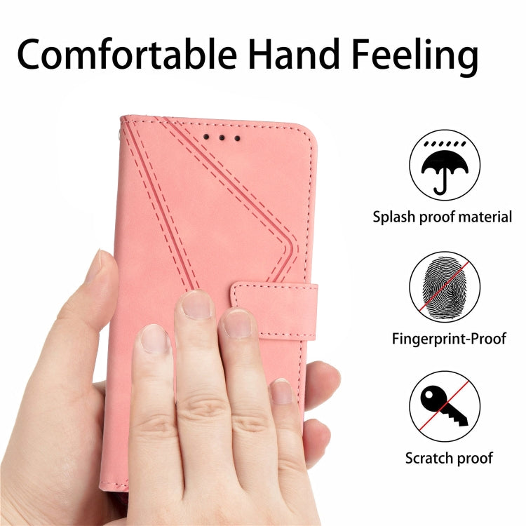 For Motorola Moto G Play 5G 2024 Stitching Embossed Leather Phone Case(Pink) - Motorola Cases by buy2fix | Online Shopping UK | buy2fix