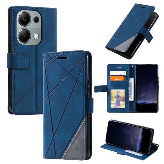 For Xiaomi Redmi Note 13 Pro 4G Skin Feel Splicing Leather Phone Case(Blue) - Note 13 Pro Cases by buy2fix | Online Shopping UK | buy2fix