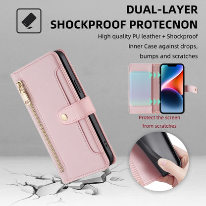 For Xiaomi 12 Pro Sheep Texture Cross-body Zipper Wallet Leather Phone Case(Pink) - Xiaomi Cases by buy2fix | Online Shopping UK | buy2fix