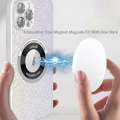 For iPhone 12 Pro Colorful Glitter Magnetic Magsafe TPU + PC Phone Case(White) - iPhone 12 / 12 Pro Cases by buy2fix | Online Shopping UK | buy2fix