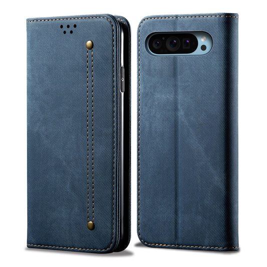 For Google Pixel 9 / 9 Pro Denim Texture Casual Style Horizontal Flip Leather Case(Blue) - Google Cases by buy2fix | Online Shopping UK | buy2fix