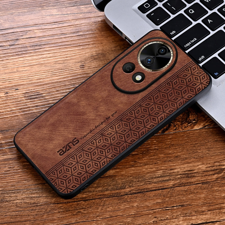 For Huawei nova 12 Pro AZNS 3D Embossed Skin Feel Phone Case(Brown) - Huawei Cases by AZNS | Online Shopping UK | buy2fix