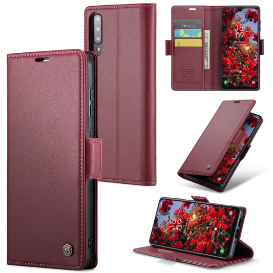 For Samsung Galaxy A30s / A50s / A50 CaseMe 023 Butterfly Buckle Litchi Texture RFID Anti-theft Leather Phone Case(Wine Red) - Galaxy Phone Cases by CaseMe | Online Shopping UK | buy2fix