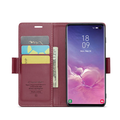 For Samsung Galaxy S10 CaseMe 023 Butterfly Buckle Litchi Texture RFID Anti-theft Leather Phone Case(Wine Red) - Galaxy Phone Cases by CaseMe | Online Shopping UK | buy2fix