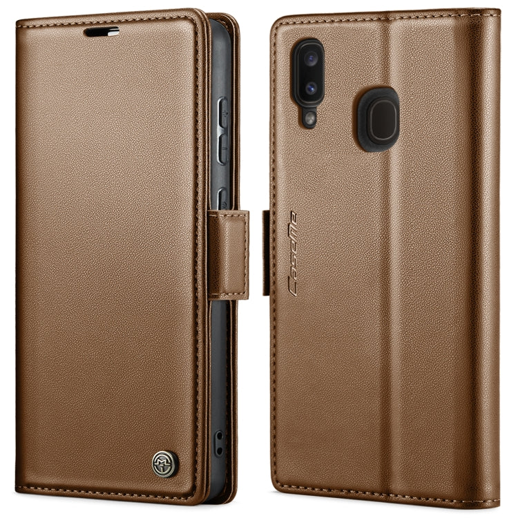 For Samsung Galaxy A20/A30/M10s CaseMe 023 Butterfly Buckle Litchi Texture RFID Anti-theft Leather Phone Case(Brown) - Galaxy Phone Cases by CaseMe | Online Shopping UK | buy2fix