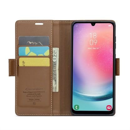 For Samsung Galaxy A24 4G CaseMe 023 Butterfly Buckle Litchi Texture RFID Anti-theft Leather Phone Case(Brown) - Galaxy Phone Cases by CaseMe | Online Shopping UK | buy2fix