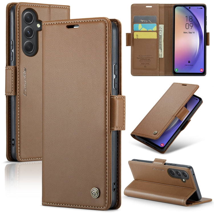 For Samsung Galaxy A54 5G CaseMe 023 Butterfly Buckle Litchi Texture RFID Anti-theft Leather Phone Case(Brown) - Galaxy Phone Cases by CaseMe | Online Shopping UK | buy2fix