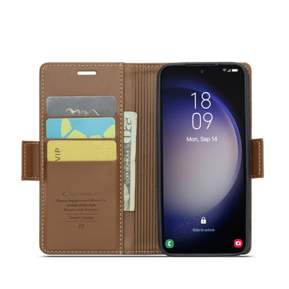 For Samsung Galaxy S24 CaseMe 023 Butterfly Buckle Litchi Texture RFID Anti-theft Leather Phone Case(Brown) - Galaxy S24 5G Cases by CaseMe | Online Shopping UK | buy2fix