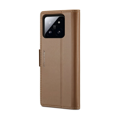 For Xiaomi 14 Pro CaseMe 023 Butterfly Buckle Litchi Texture RFID Anti-theft Leather Phone Case(Brown) - 14 Pro Cases by CaseMe | Online Shopping UK | buy2fix