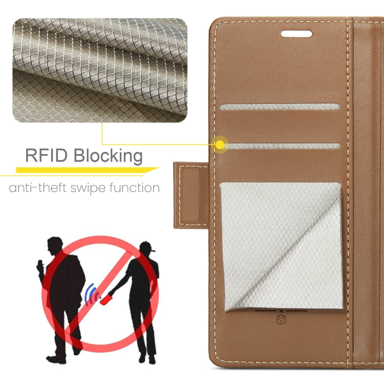 For Xiaomi Poco X6 Pro 5G/Redmi K70E 5G CaseMe 023 Butterfly Buckle Litchi Texture RFID Anti-theft Leather Phone Case(Brown) - K70E Cases by CaseMe | Online Shopping UK | buy2fix