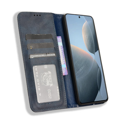 For Xiaomi Redmi K70 / K70 Pro Magnetic Buckle Retro Texture Leather Phone Case(Blue) - K70 Pro Cases by buy2fix | Online Shopping UK | buy2fix