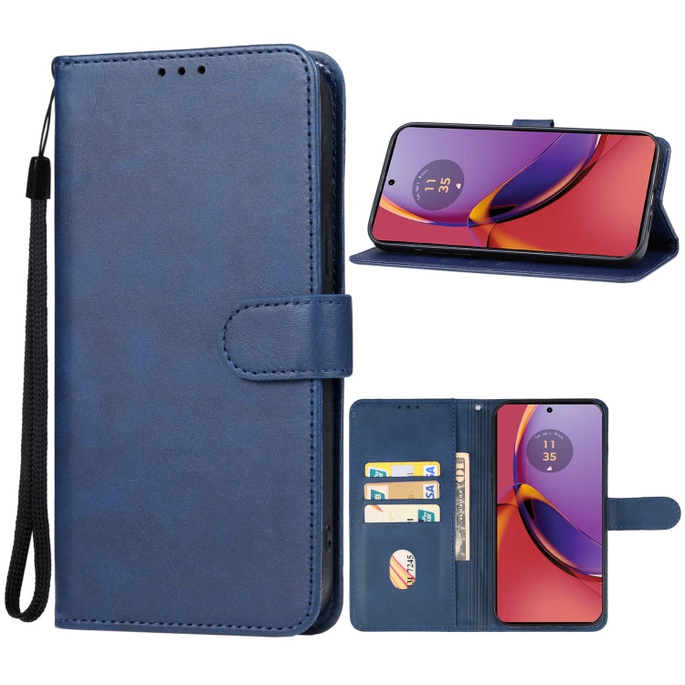 For Motorola Moto G84 Leather Phone Case(Blue) - Motorola Cases by buy2fix | Online Shopping UK | buy2fix