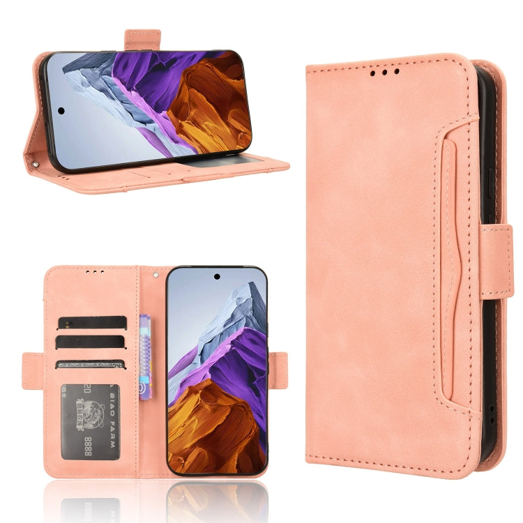 For Google Pixel 9 Pro Skin Feel Calf Texture Card Slots Leather Phone Case(Pink) - Google Cases by buy2fix | Online Shopping UK | buy2fix