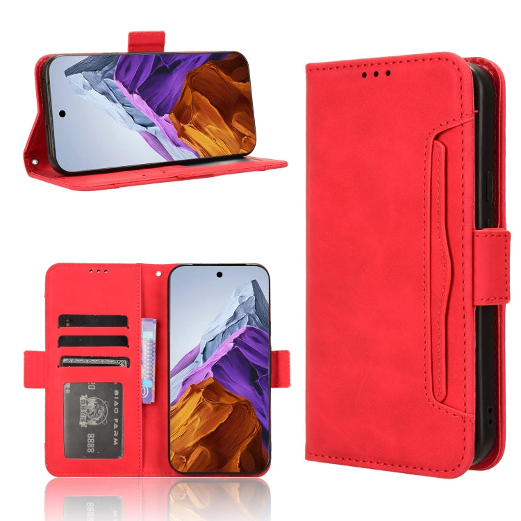 For Google Pixel 9 Skin Feel Calf Texture Card Slots Leather Phone Case(Red) - Google Cases by buy2fix | Online Shopping UK | buy2fix