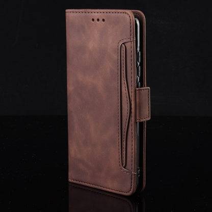 For Google Pixel 9 Skin Feel Calf Texture Card Slots Leather Phone Case(Brown) - Google Cases by buy2fix | Online Shopping UK | buy2fix