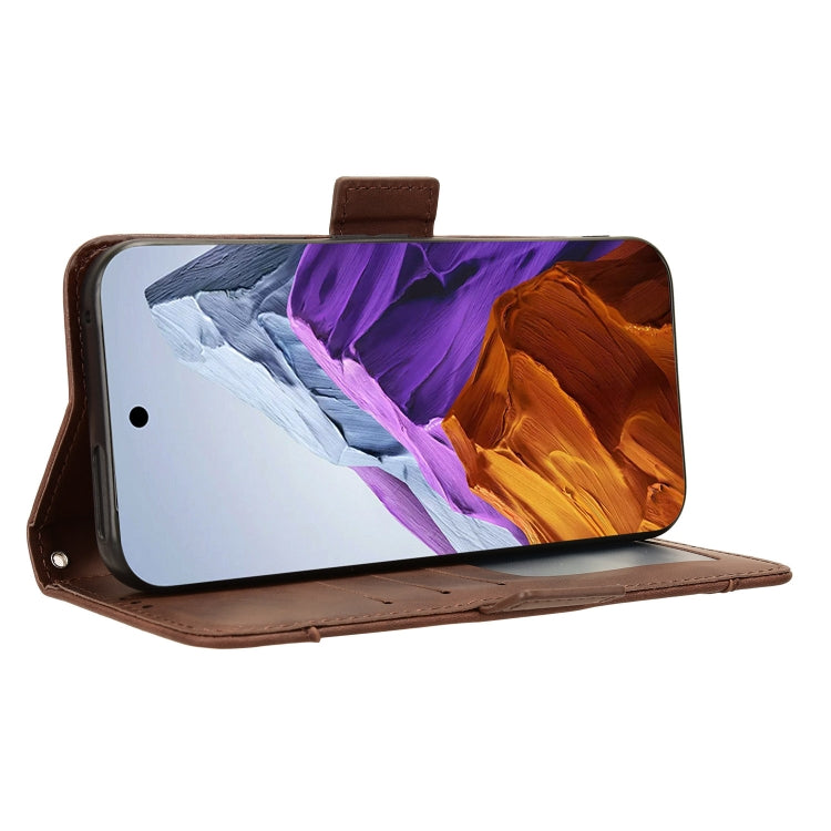 For Google Pixel 9 Skin Feel Calf Texture Card Slots Leather Phone Case(Brown) - Google Cases by buy2fix | Online Shopping UK | buy2fix