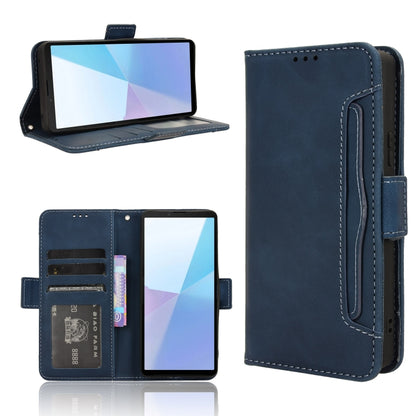 For Sony Xperia 10 VI 2024 Skin Feel Calf Texture Card Slots Leather Phone Case(Blue) - Sony Cases by buy2fix | Online Shopping UK | buy2fix