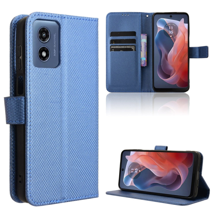 For Motorola Moto G Play 4G 2024 Diamond Texture Leather Phone Case(Blue) - Motorola Cases by buy2fix | Online Shopping UK | buy2fix