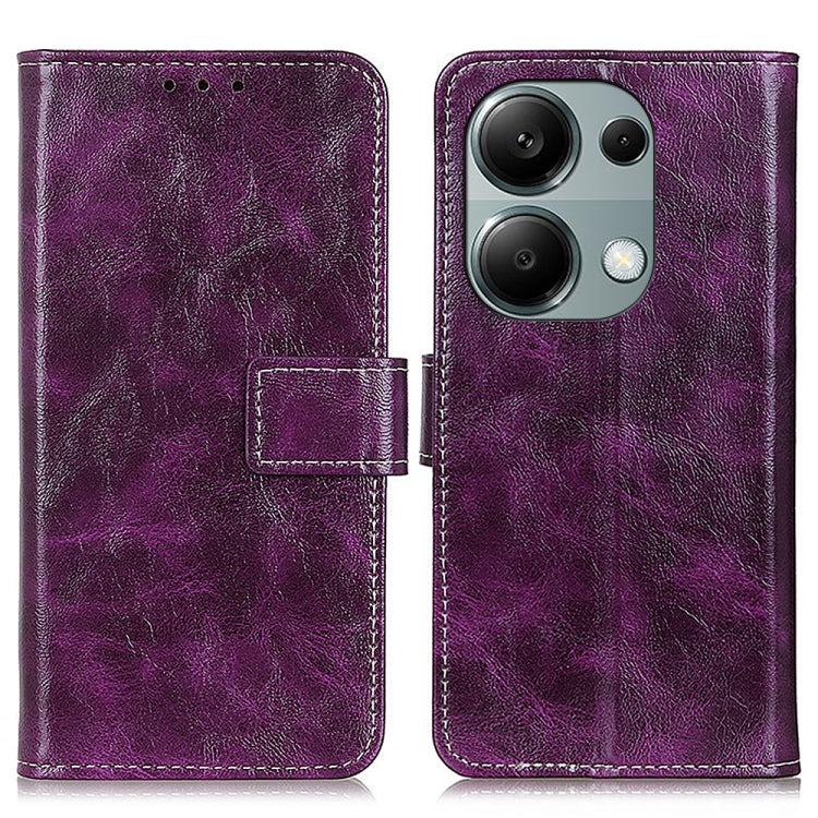 For Xiaomi Redmi Note 13 Pro 4G/Poco M6 Pro 4G Retro Crazy Horse Texture Leather Phone Case(Purple) - Note 13 Pro Cases by buy2fix | Online Shopping UK | buy2fix