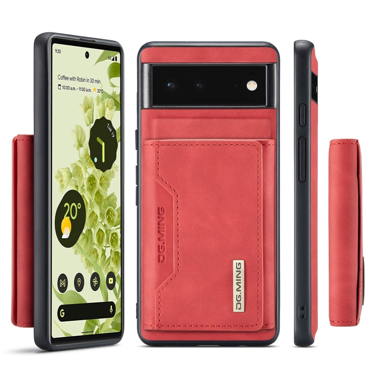 For Google Pixel 6 DG.MING M2 Series 3-Fold Multi Card Bag + Magnetic Phone Case(Red) - Google Cases by DG.MING | Online Shopping UK | buy2fix